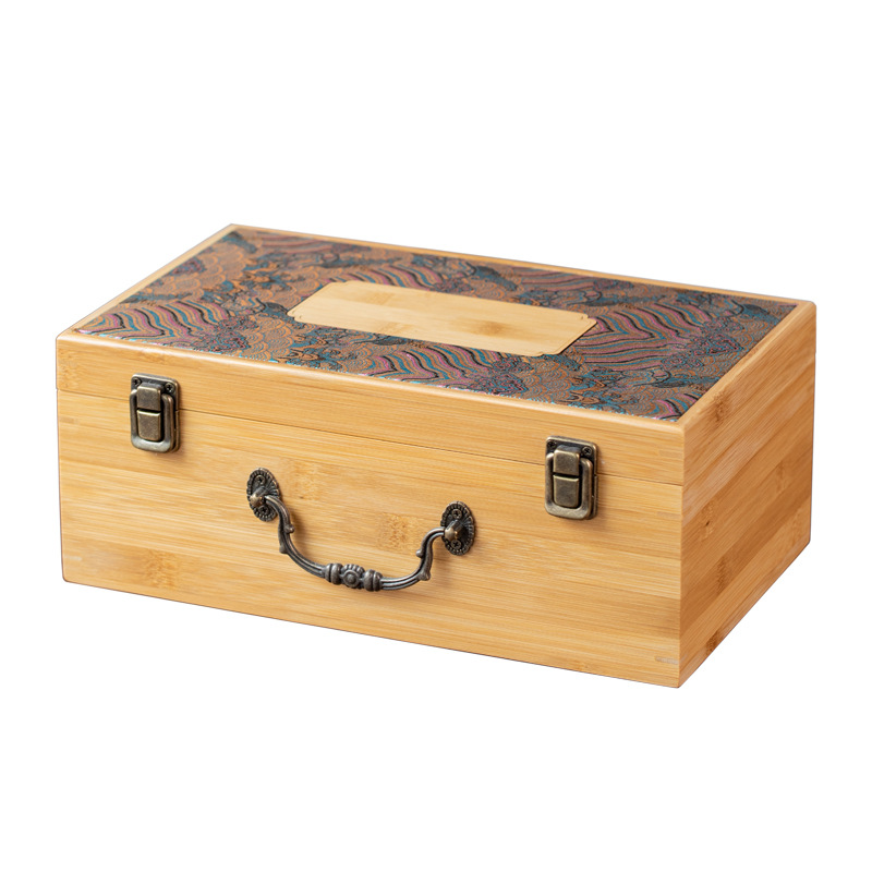 Yunjin Bamboo Box Purple Sand Pot Tea Set Packaging Box Built Cup Tea Cup Gift Box Lid Cup Brocade Box One Pot Two Cups Storage Box