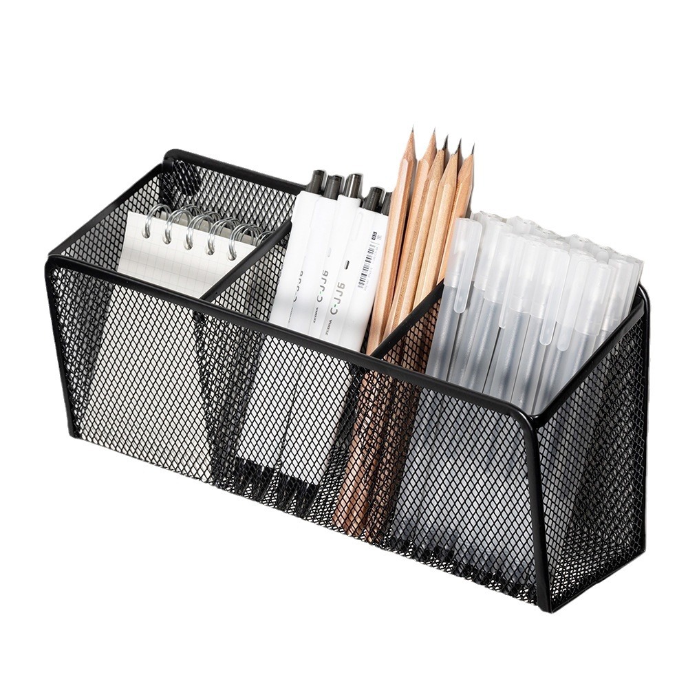 Magnetic pen holder storage box metal office supplies desktop stationery storage box with magnetic pen holder wholesale