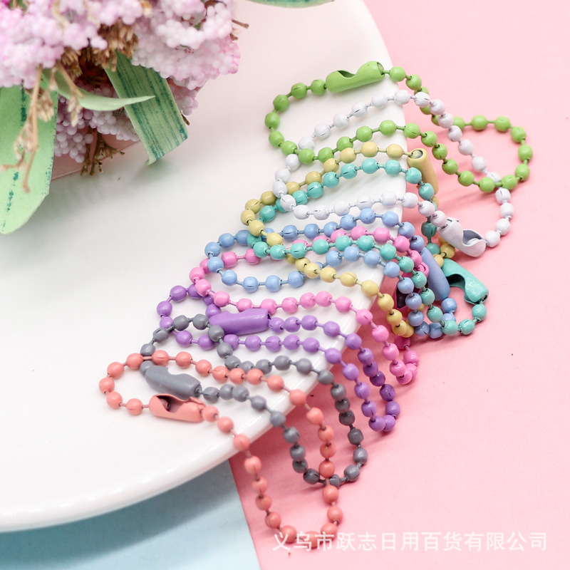 New handmade diy chain jewelry accessories metal color spray paint bead chain tag pendant goo card accessories