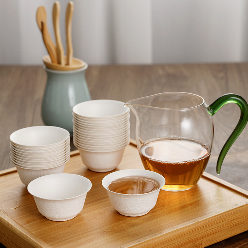 Disposable Kung Fu Tea Cup, High-End Sugar Cane Pulp, Food-Grade Hospitality Tea Cup, Small Odorless Tasting Cup, Thickeneded