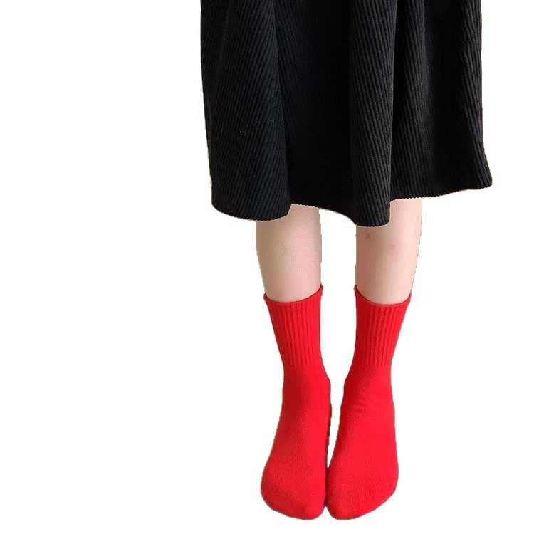 New Year Socks, Red Socks, Seamless Socks, Cotton Socks, Unisex, Wedding Couple Style, One-Piece Dropshipping