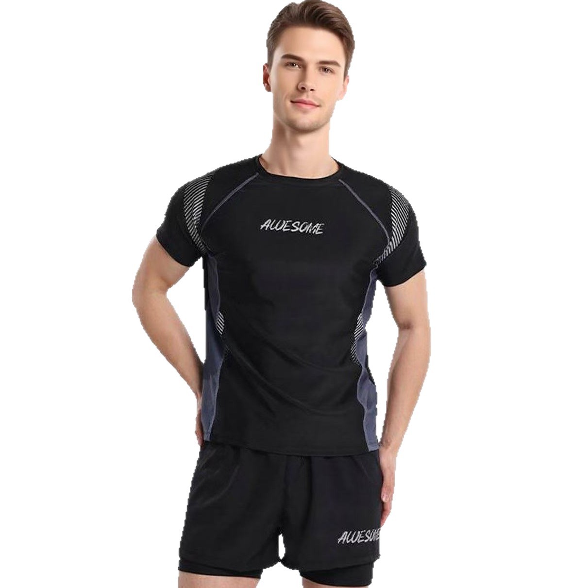 Men's Swimsuit Professional Anti-Embarrassment Large Size Loose Double-Layer Swimming Trunks Quick-Drying Men's Swimsuit Suit for Boys and Teenagers