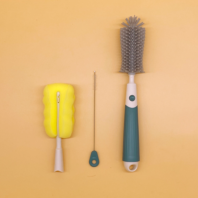 Moon Boat Silicone Baby Bottle Brush Cleaning Brush Set 360 Degree Rotating Brush for Cleaning Baby Bottles Suitable for Newborns