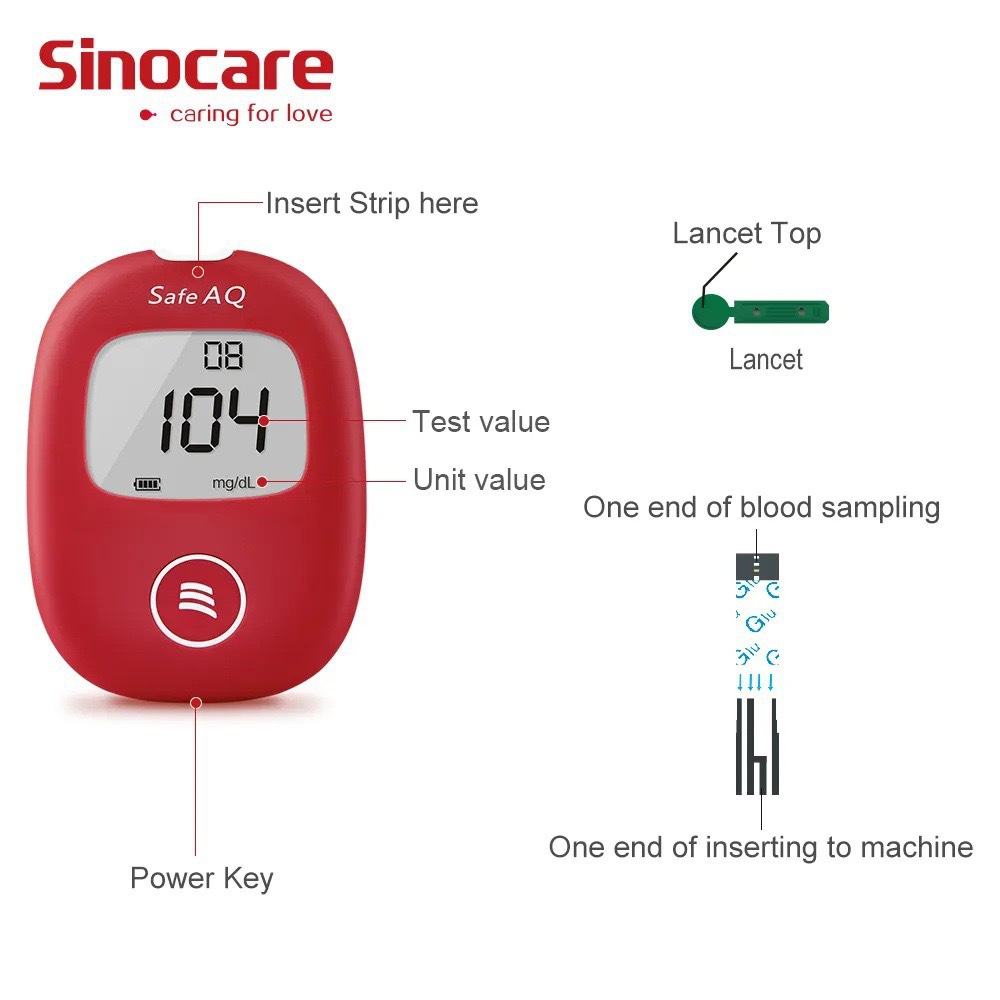 Sinocare Safe Aq Export Model Export Code-Free Blood Glucose Meter Accurate Home Blood Glucose Measuring Instrument Test Paper