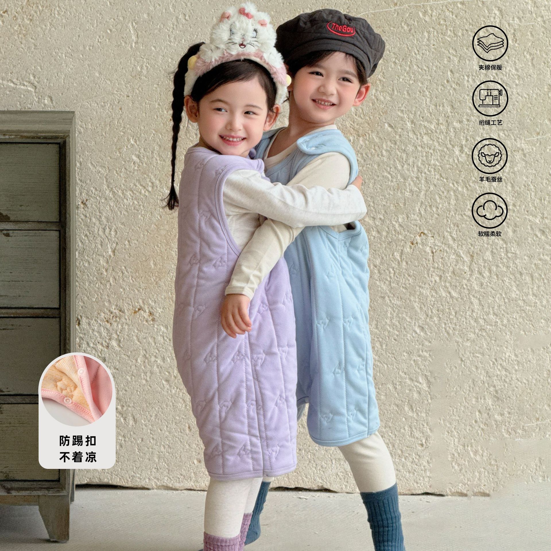 Новый теплый спальный мешок для детей, осенние и зимние пижамы категории А, хлопковые комбинезоны для девочек и мальчиков, домашняя одежда для детей