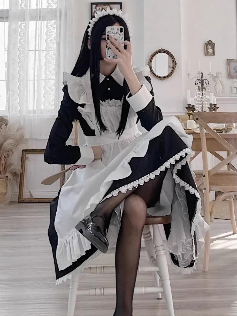 Maid Outfit Plus Size Long Style Men's Wear Women's Clothing Lolita Anime Cos Maid Uniform Cosplay Women's Clothing European Version