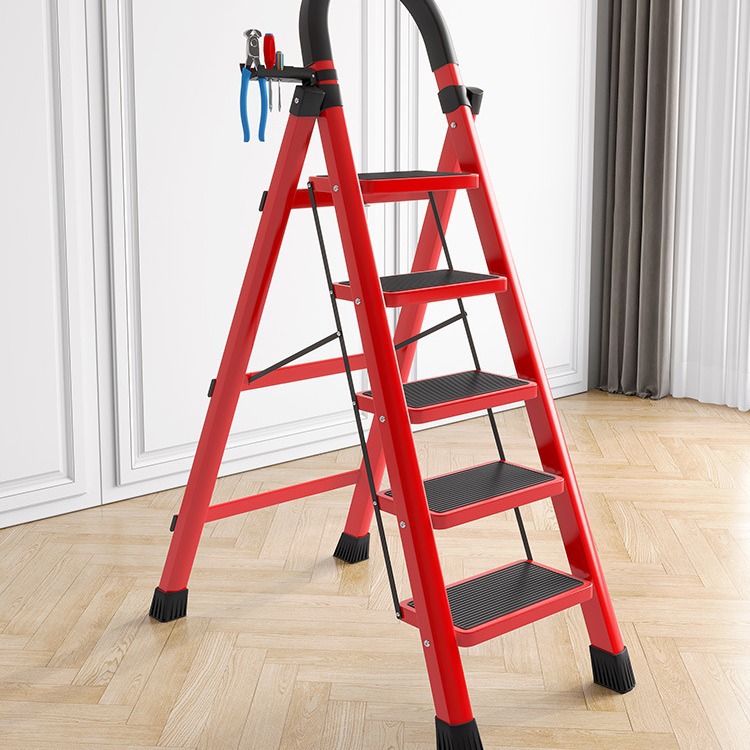 Ladder Household Foldableing Ladder Thickeneded Indoor Multi-Functional Herringbone Four-Five Step Ladder Safe Telescopic Small Portable Storage