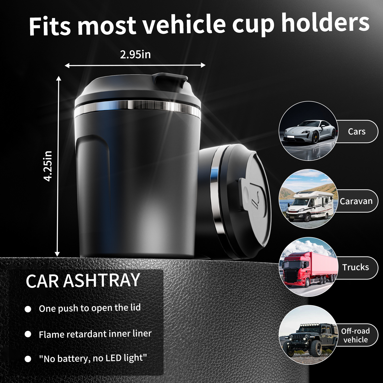 Cross-Border Amazon Multifunctional Car Ashtray with Lid, Four Colors to Choose From, Non-Falling Ashtray, Car Ashtray Wholesale