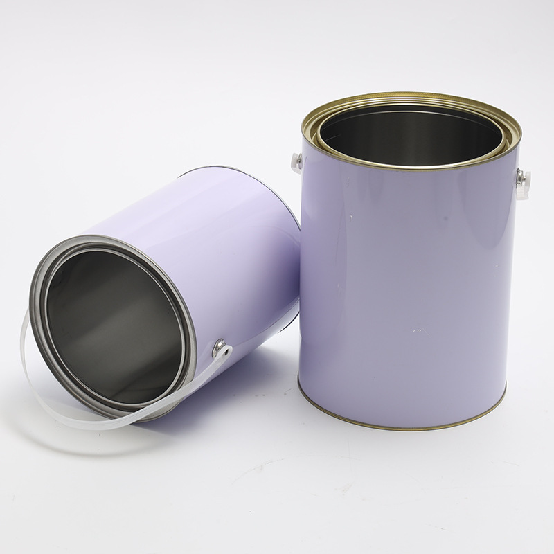 Wholesale 1L4L5L lifting metal round cans painted white water-based sealed small barrel paint pigment chemical metal round cans