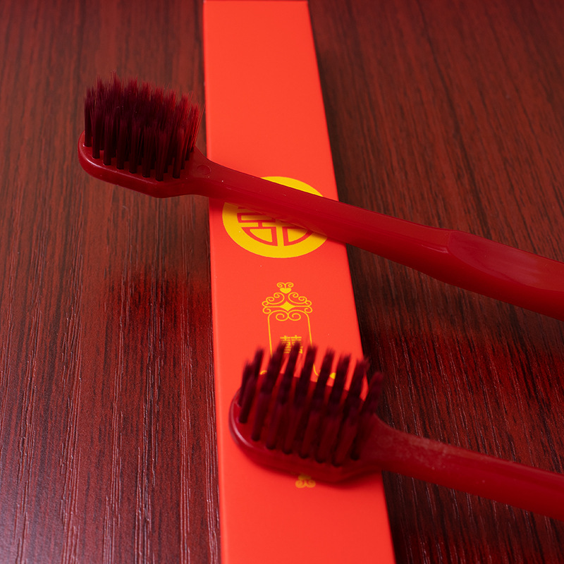 Wedding Celebration Double Happiness Toiletries Wedding Couple Soft Bristle Toothbrush Bride Dowry Red Festive Set
