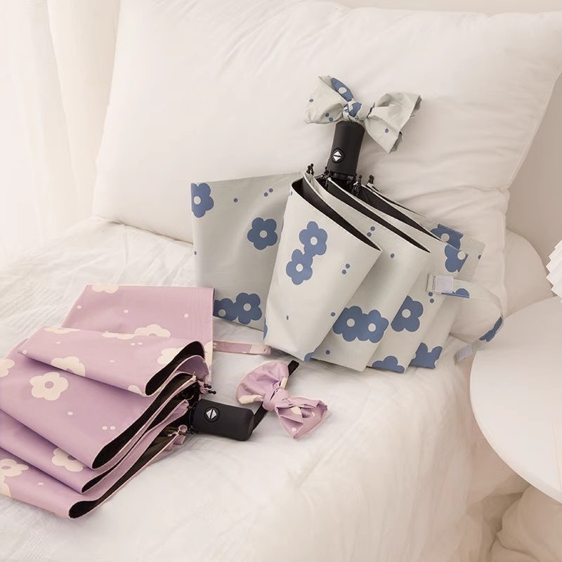 Автоматический зонт для женщин, стильный, цветочный, складной, черный, защита от солнца и дождя, трехслойный