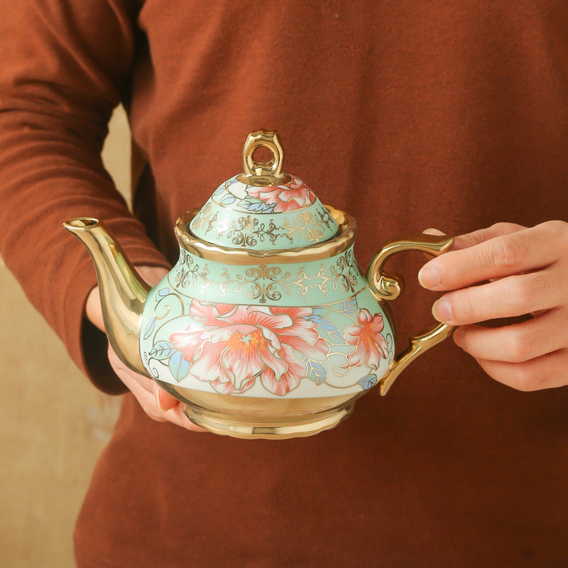 European-style ceramic coffee set electroplated coffee cups and saucers 20 pieces suit English afternoon tea set Amazon explosions