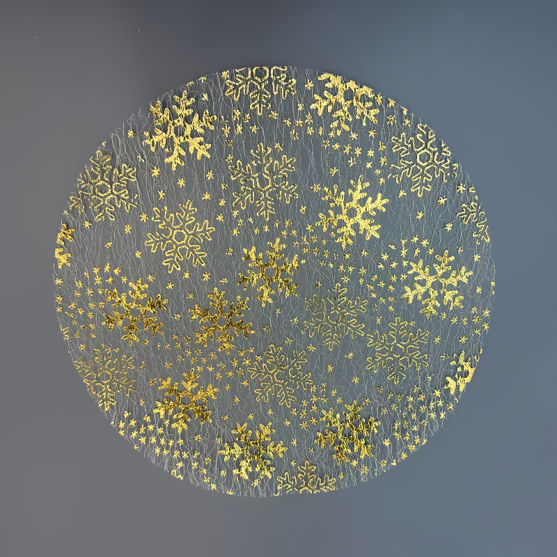 Популярный кросс-бодрящий золотой снежинка горячая штамповка, сетчатая золотая фольга подставка, одноразовой круглой формы, подходит для дней рождения