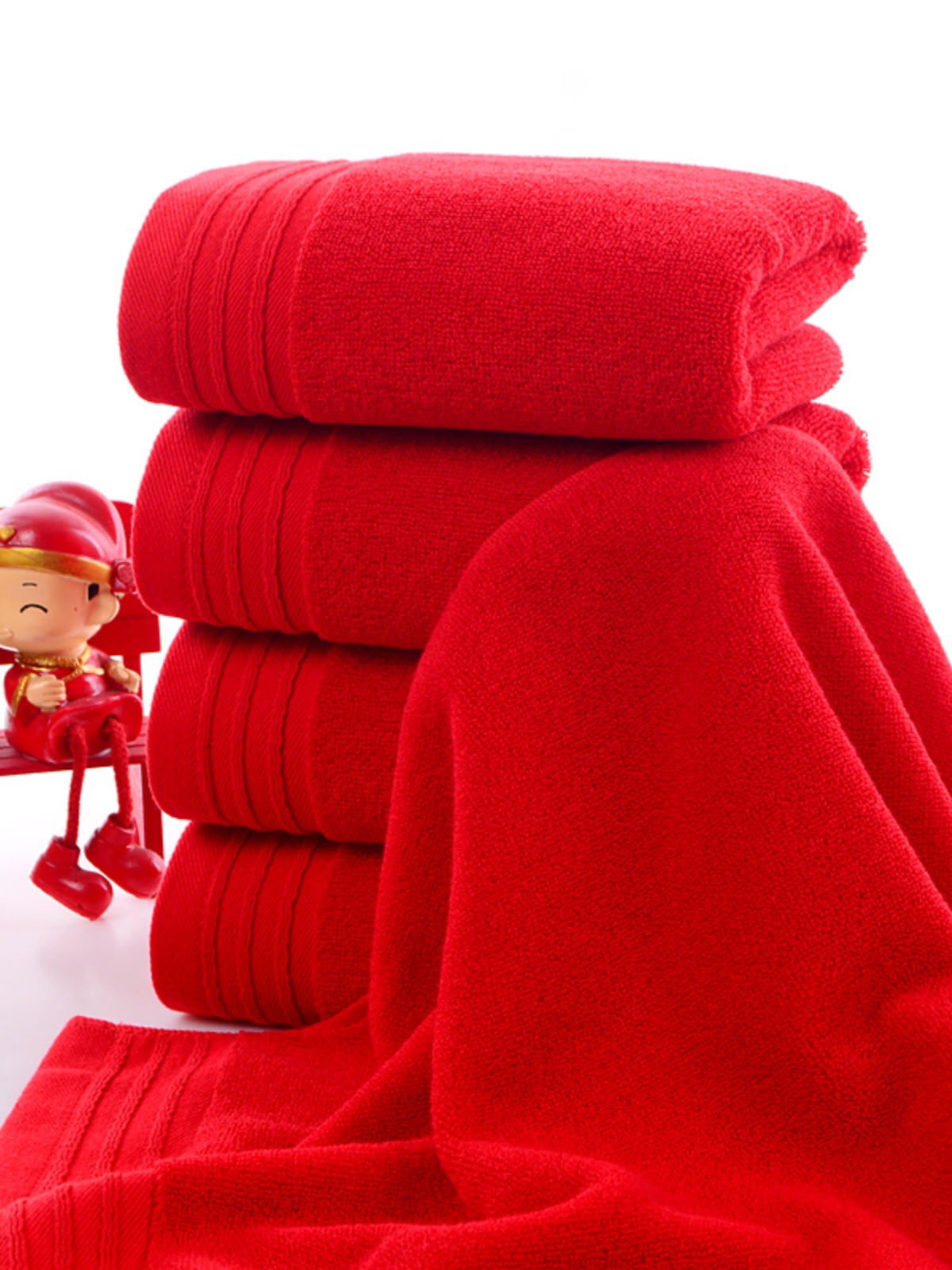 Полотенце чисто красное, 100% хлопок, без слов, полнолуние, подарок на новоселье, уважение к родителям, подарок на юбилей жизни, домашнее, для умывания, банное полотенце, свадебное