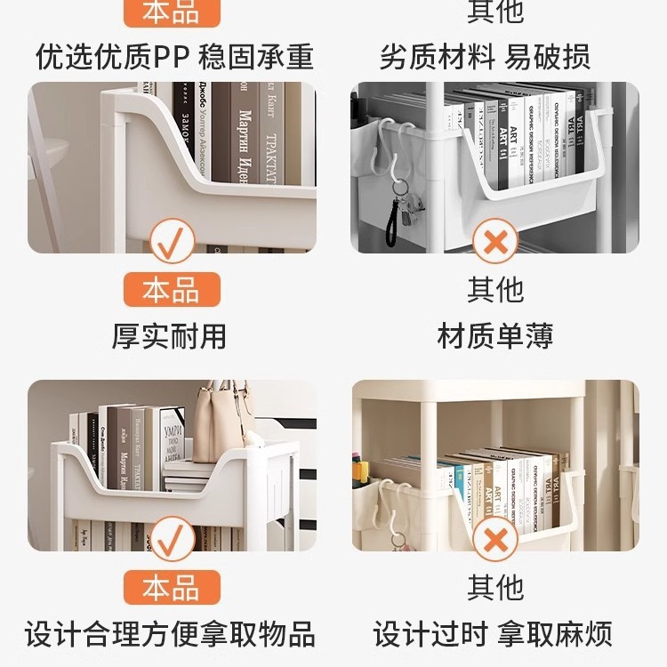 Bookshelf Storage Rack Household Simple Multi-Layer Wheeled Children's Toy Storage Reading Mobile Shelf