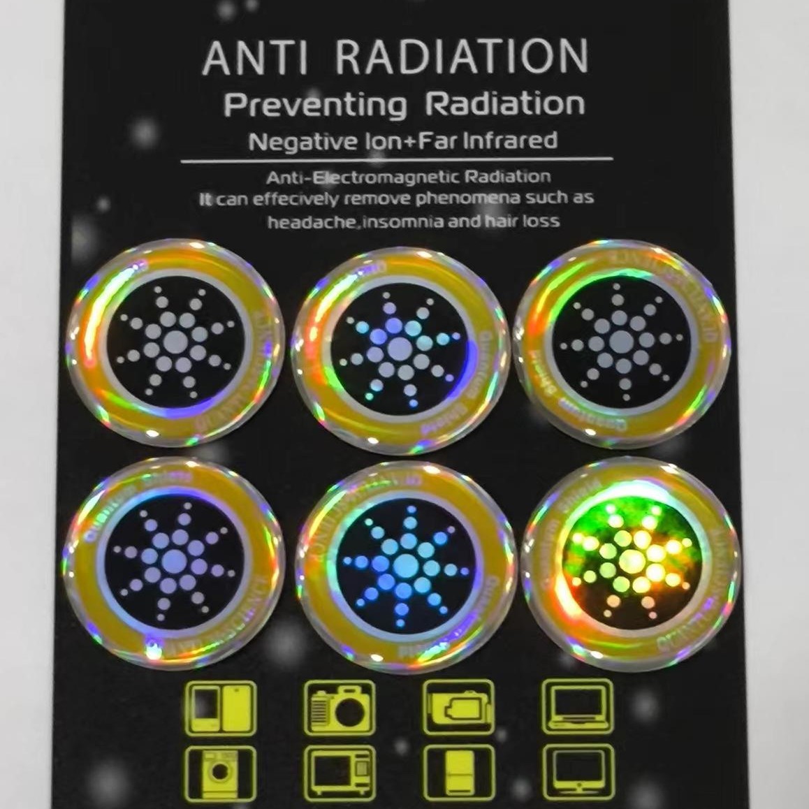 Six pieces of energy anti-radiation shield/mobile phone anti-radiation sticker/negative ion anti-radiation mobile phone sticker shield can be formulated at will.