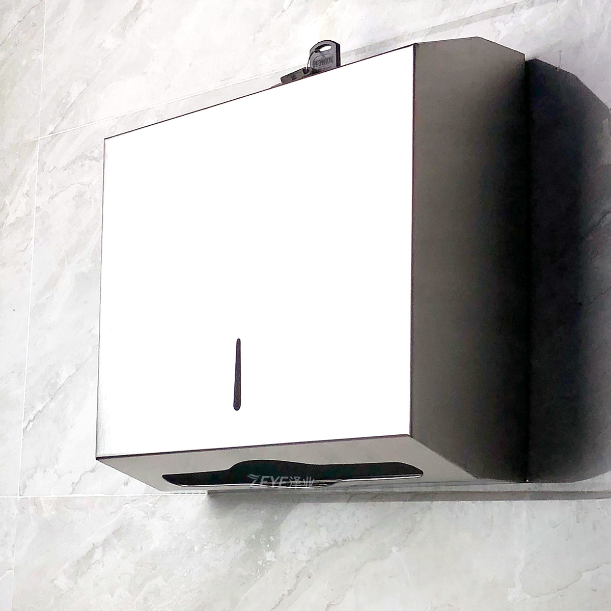 304 Stainless Steel Large Roll Paper Box Hotel Public Toilet Bathroom Wall-Mounted Hand Towel Round Paper Towel Toilet Paper Holder