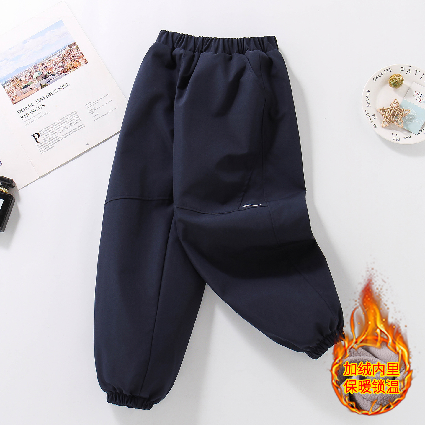 Мужские брюки с флисовой подкладкой 2025 Новый стиль брюки софтшелл для детей весна осень зима простые теплые большие спортивные брюки