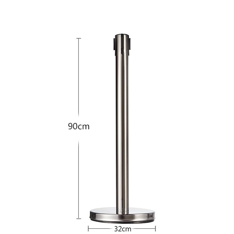 Stainless Steel 1.0m Wire Barrier Isolation Retractable Safety Warning Line Post Queue Fence Hollow Base