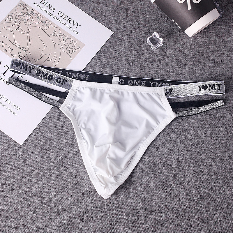Men's thong sexy hot low waist hip double thong men's U convex sexy underwear transparent hip G33