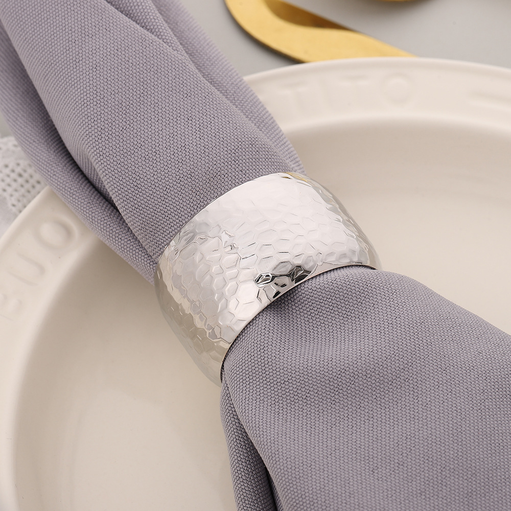 Cross-Border Creative Simple Metal Round Honeycomb Napkin Ring Hotel Table Decoration Napkin Buckle Cloth Ring