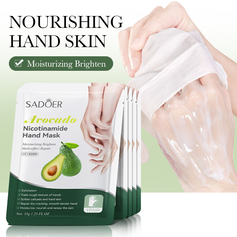Full English Fruit Hand Mask and Foot Mask Sadoer Avocado Strawberry Hydrating and Moisturizing Cross-Border Export Live Hand Mask