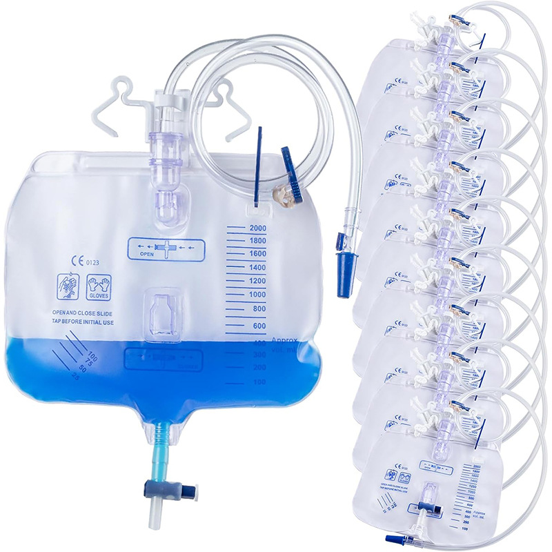 Кросс-бордный одноразовый мочевой мешок 2000 мл, дренажный мешок, анти-рефлюксный мочевой мешок с капельницей и катетером для мужчин и женщин для сбора мочи