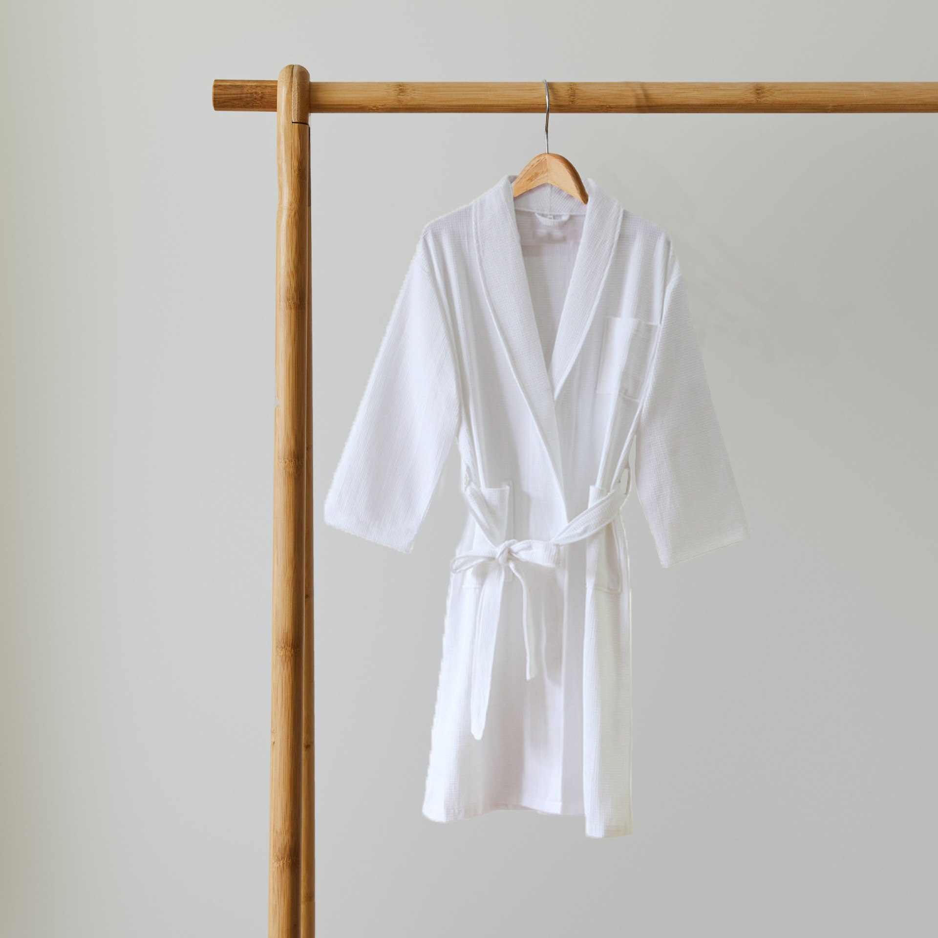 Five-Star Hotel Pure Cotton Waffle Bathrobe Bathrobe Pure Cotton Type a White Unisex Wholesale Hotel Nightgown