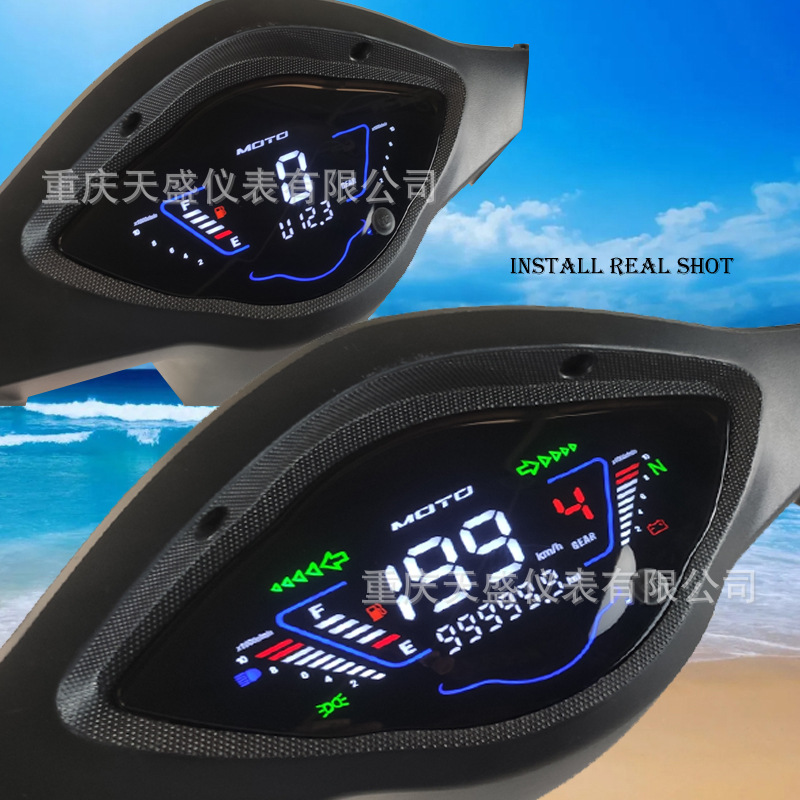 Export Southeast Asia Wave110 Asia Tiger Motorcycle Digital Instrument Assembly Anti-Fog and Waterproof with Clock