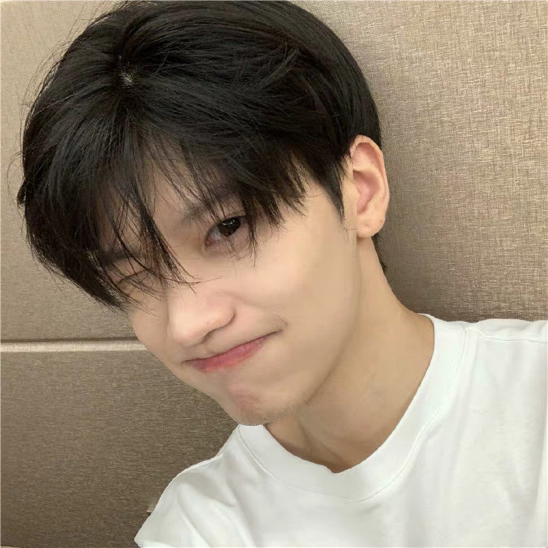 Wig men's short hair Korean handsome men's short straight hair neat bangs student fluffy daily full head cover factory wholesale