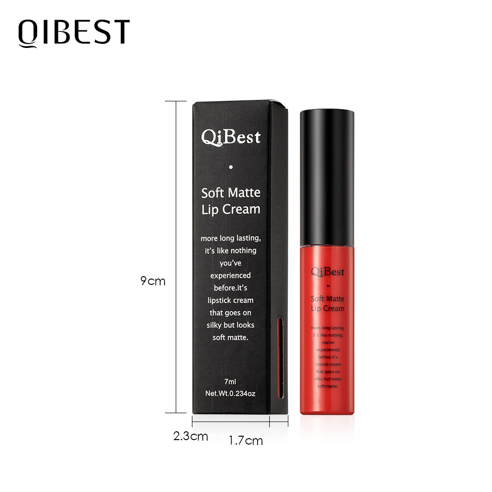 Qibest Cross-Border 34-Color Lip Gloss Matte Non-Stick Cup Non-Fading Lip Glaze Matte Liquid Lipstick Makeup Wholesale
