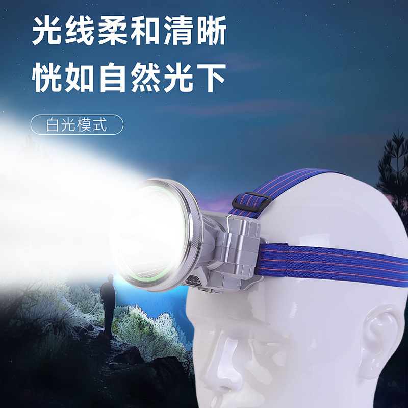 High-Power, Long-Lasting, Ultra-Bright Led Lithium Battery Outdoor Strong Light Head-Mounted Flashlight for Outdoor Night Fishing, Waterproof Headlamp