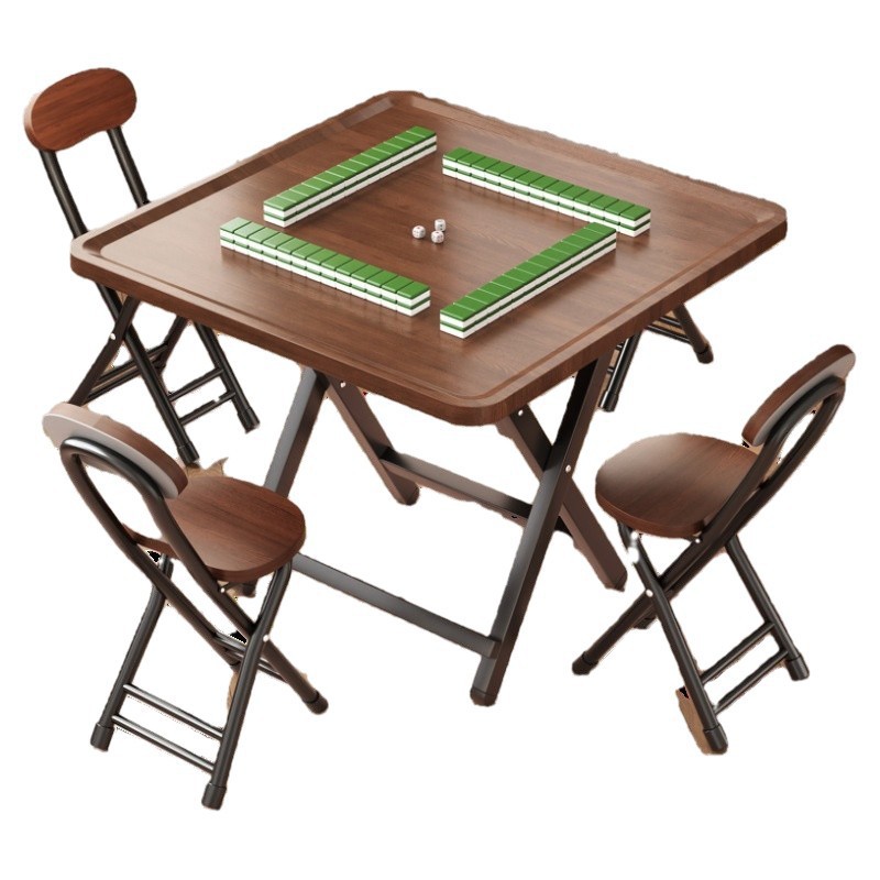 Folding Mahjong Table Dining Table New Small Table Portable Small Mahjong Table Simple Hand-Rubbed Chess and Card Table Folding Table