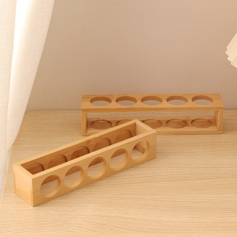 Bamboo and Wood Essential Oil Display Rack 5 Compartments 15ml Doterra Essential Oil Bottle Storage Rack Storage Box Desktop Table Wholesale
