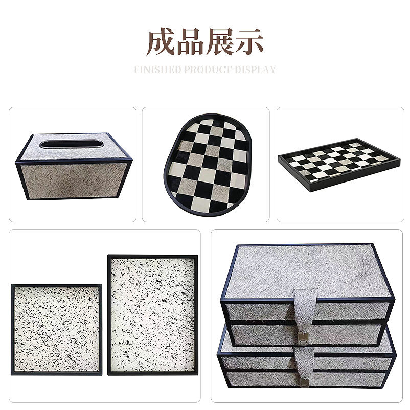 Genuine Horse Fur DIY Semi-Finished Home Tissue Box Living Room Entrance Tray Jewelry Leather Manufacturer Wholesale