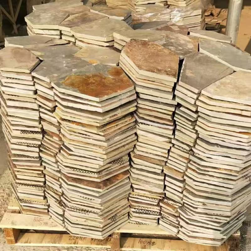 Cultural Stone Rust Plate with Ice Crack Pattern, Natural Crushed Stone for Landscaping, Gardens, Courtyards, and Paving