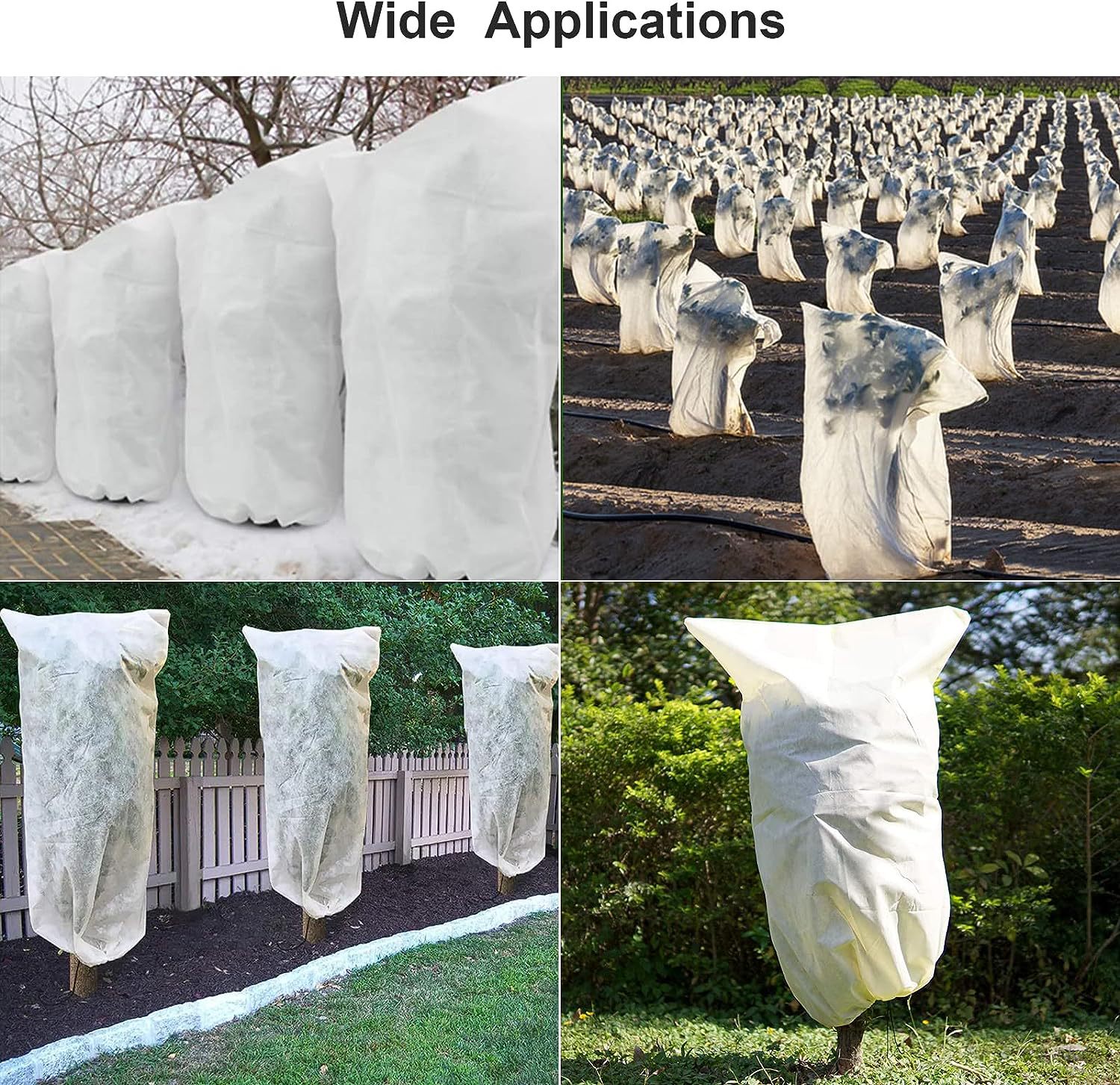 Plant Cold-proof Cover Non-woven Plant Covering Drawstring Zipper Plant Overwintering Anti-freezing Protection Cover