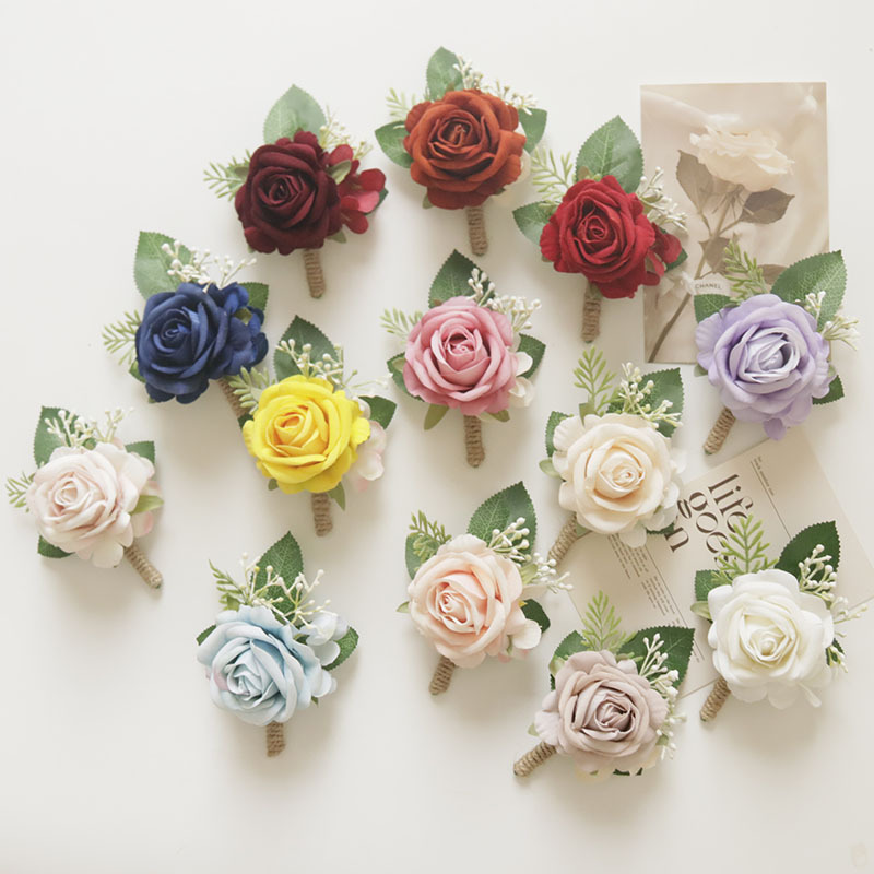 Korean-style Western-style Wedding Supplies Guest Banquet Celebration Wedding Corsage Simulation Flower Rose Flower Sister Wrist Flower