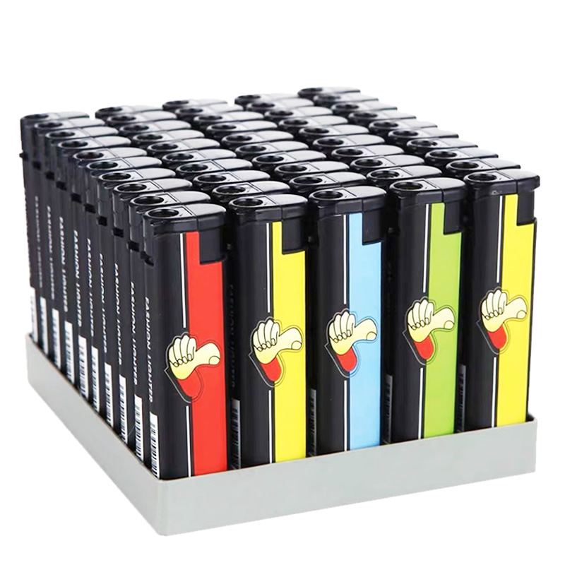 Factory wholesale disposable windproof lighter supermarket household 50 ordinary electronic personality outdoor lighter