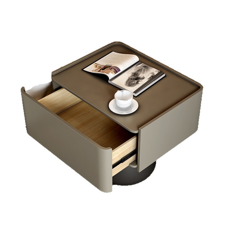 Solid Wood Small Coffee Table, Gray Bedside Table, Light Luxury and High-End Sense, Master Bedroom, Small Children's Creative Alternative Design, Niche