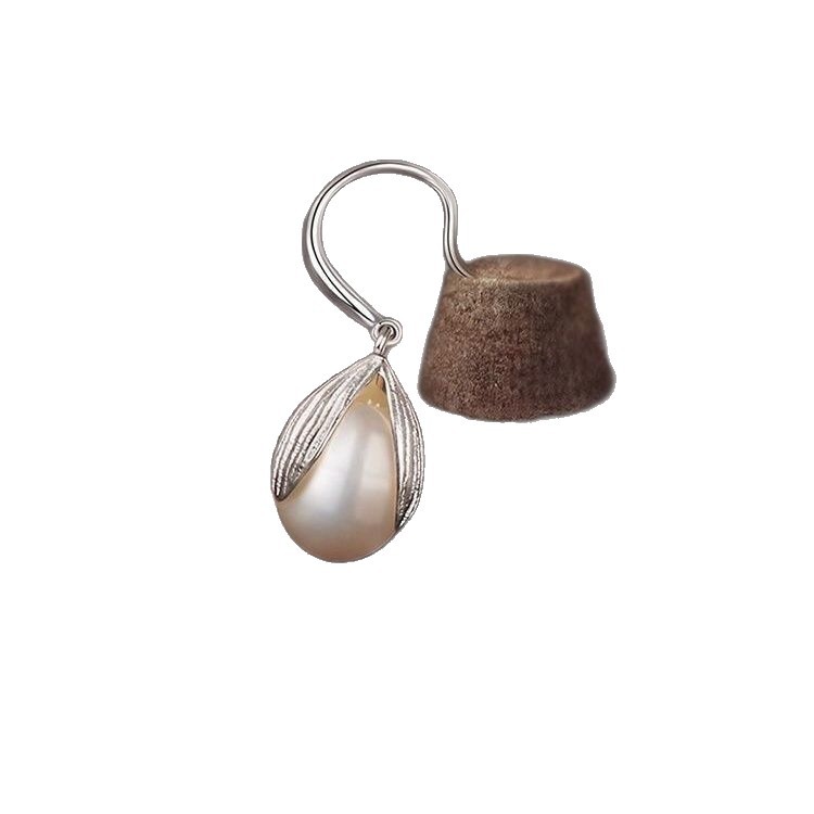 999 Sterling Silver Pearl Bud Ear Hook Earrings for Women, Accessible Luxury Elegant, Fashionable and Personalized Earrings