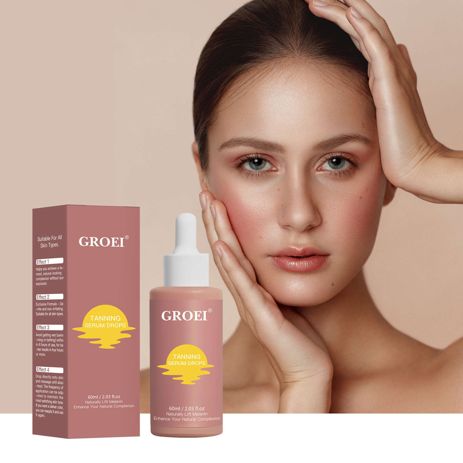 Sunless Tanning Essence Moisturizing and Hydrating to Help Darken Skin Without Sun Exposure, Wheat-Colored Bronze Tanning Essence