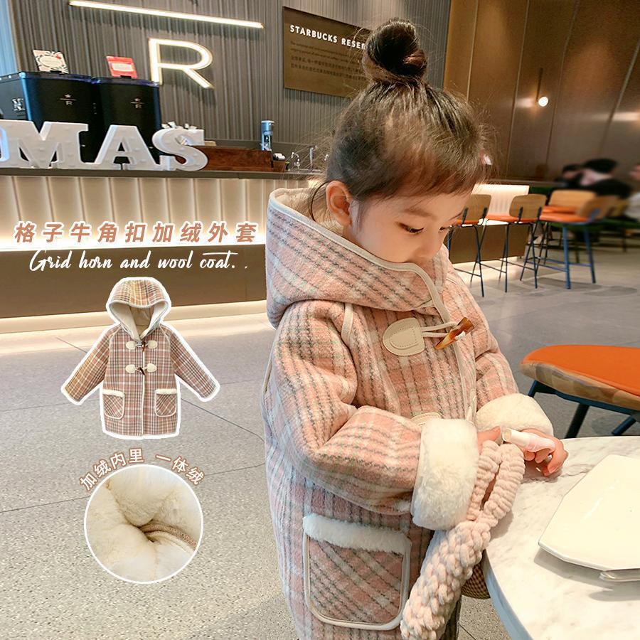 Шершавая куртка для девочек с флисовой подкладкой, осень и зима 2025, новая корейская стильная одежда для маленьких и средних детей