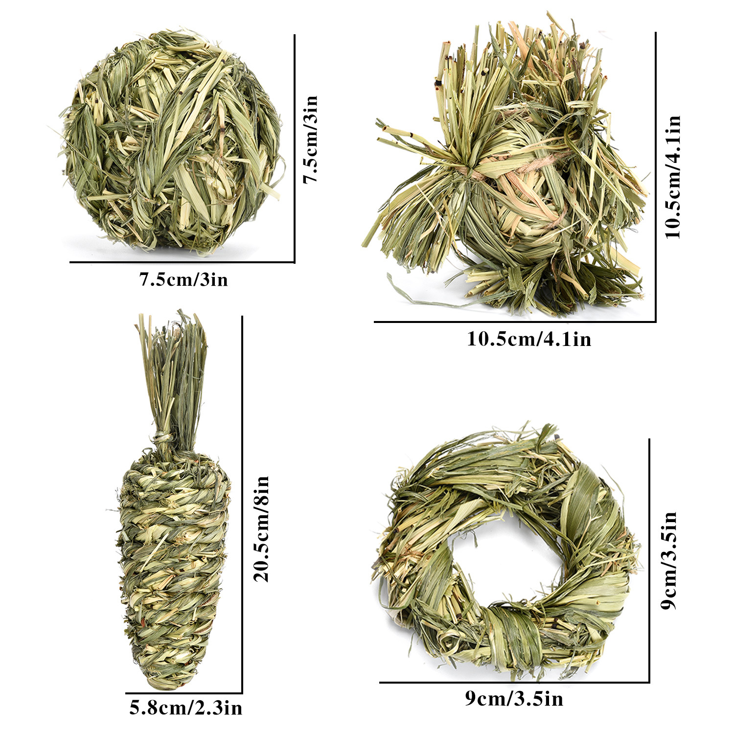 Rabbit, Chinchilla, Boredom Relief Toy, Straw Ball, Timothy Ball, Complete Set of Exotic Pet Teething Snacks, Pet Supplies