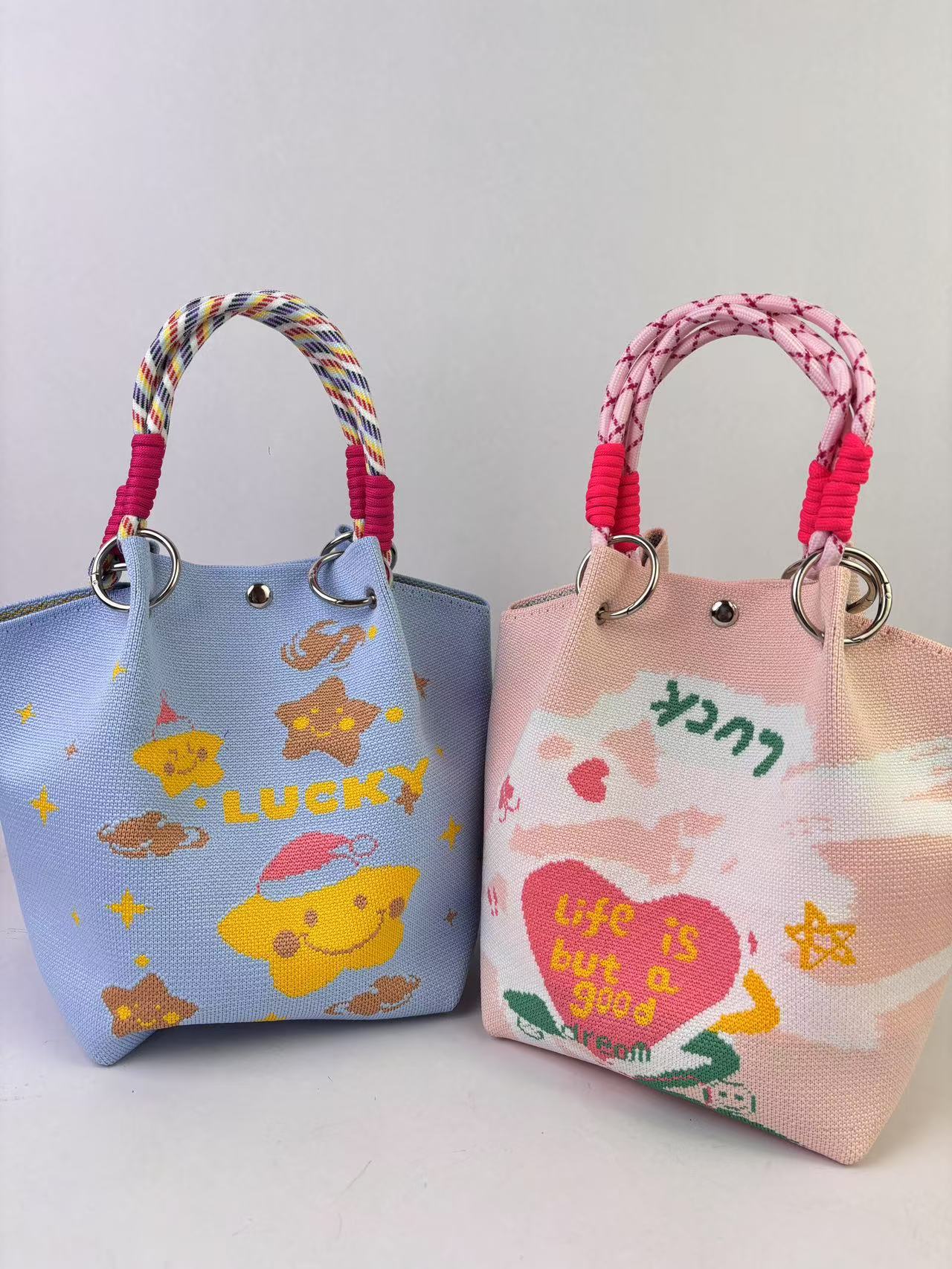 New Ins Korean Style Bucket Bag Fashionable Cute White Pagoda High-end Handbag Large Capacity Magnetic Button Bag