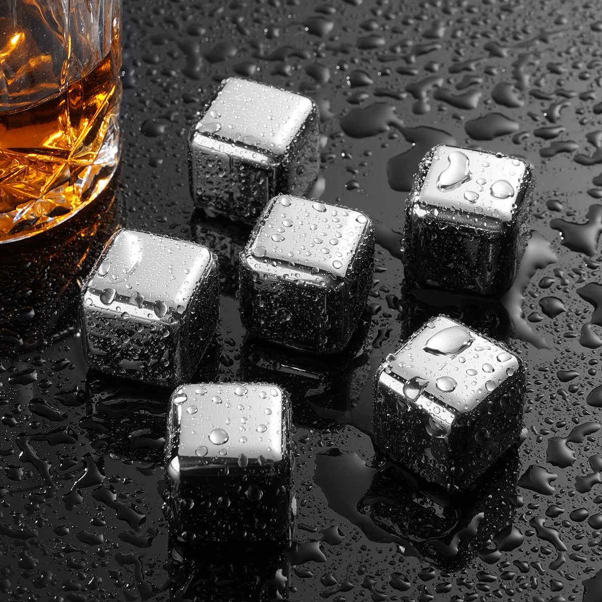 Factory Direct Sales 304 Stainless Steel Ice Cubes Frozen Whiskey Metal Ice Cubes Beer Ice Cubes Printable Logo Ice Cubes