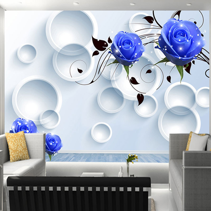 Three-Dimensional 3D Flower Mural Simple Tv Background Wall Wallpaper Living Room Bedroom Bedside Background Wall Pattern 8D Wall Covering