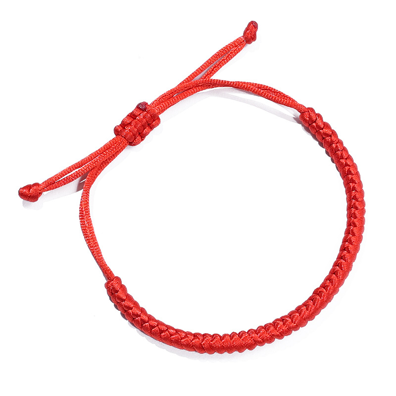 Solid Color Diamond Knot Red Rope Hand-Woven Adjustable Length Hand Rope Simple Red Rope for Men and Women Couple