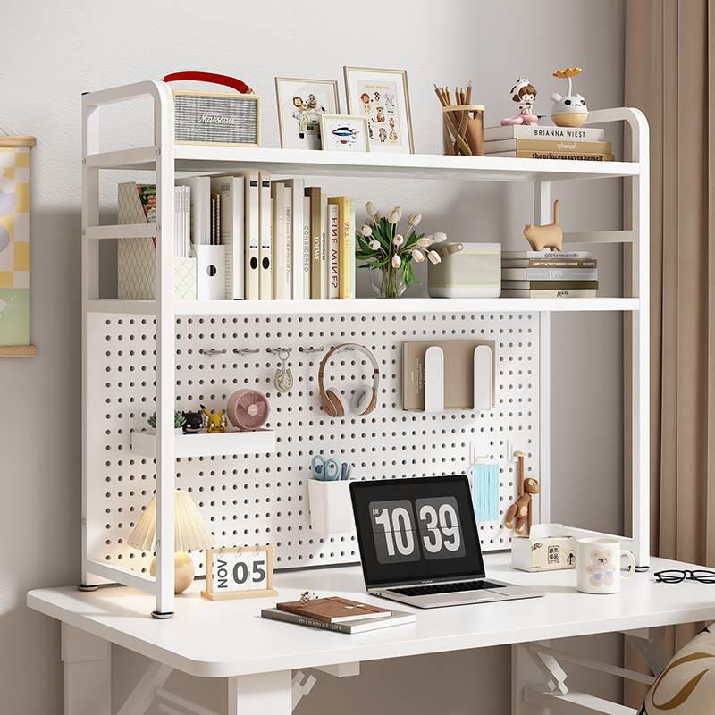 Desktop Storage Rack with Grids, Bookshelf, Desk Storage, Multi-Layer Iron Shelf, Student Computer Desk, Hole Board