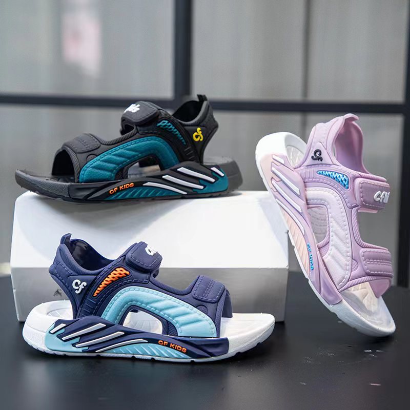 Новые сандалии для мальчиков и девочек для учеников начальной школы мягкая подошва для больших детей и мальчиков открытые сандалии на липучке пляжные оптовые